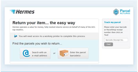 my hermes parcel shop returns tracking|hermes returns and exchanges.